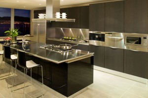 Modern Kitchen with Stainless Steel Benchtop